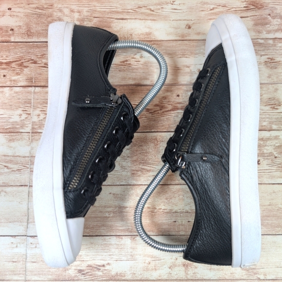 Coach Empire Zipper Leather Black Low Top Sneaker Tennis Shoes Women's Size 7 B - Picture 8 of 16